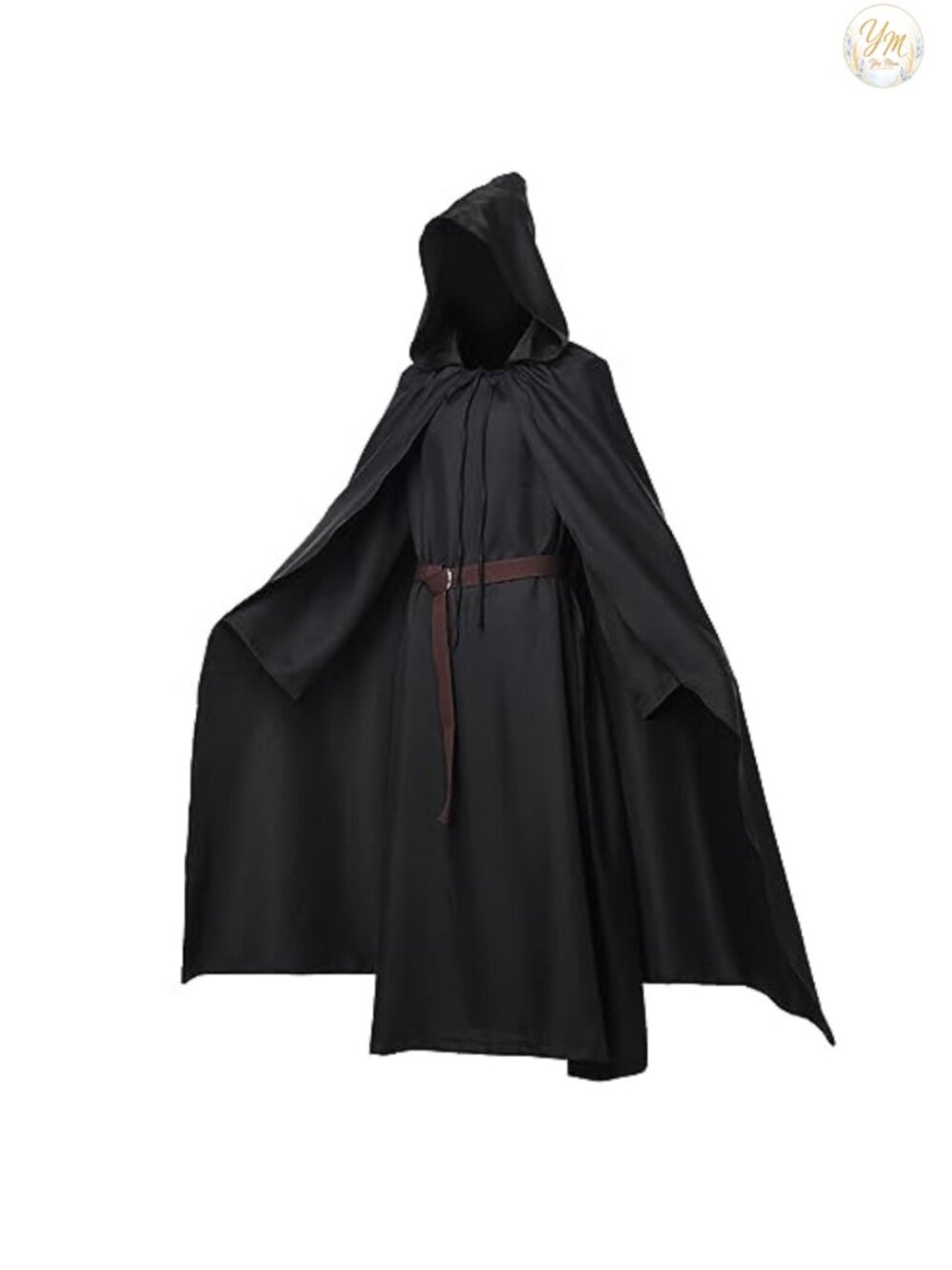 Medieval Tunic Cloak Friar Robe Costume Cotton Linen Hooded Cape Belt